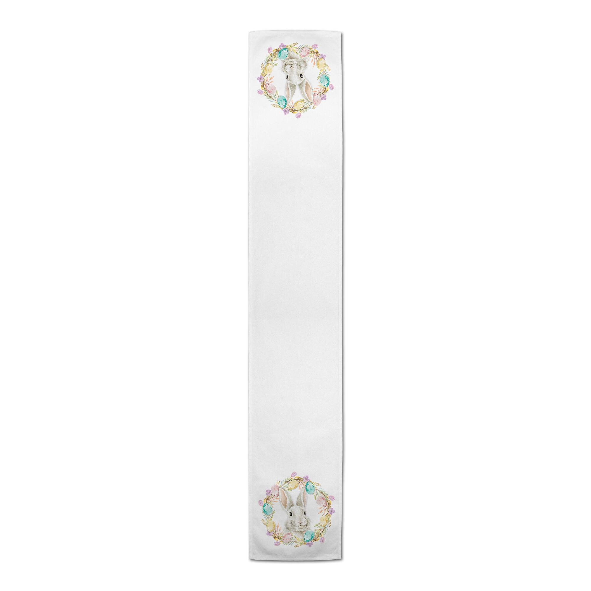 Easter Bunny Wreath 16" x 72" Poly Twill Table Runner